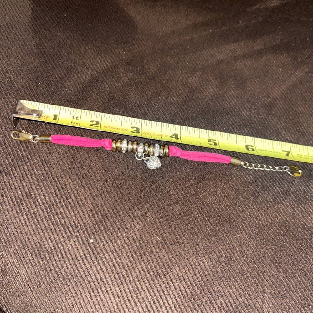 Pink cord and gold juicy couture bracelet with heart charm - Picture 5 of 5